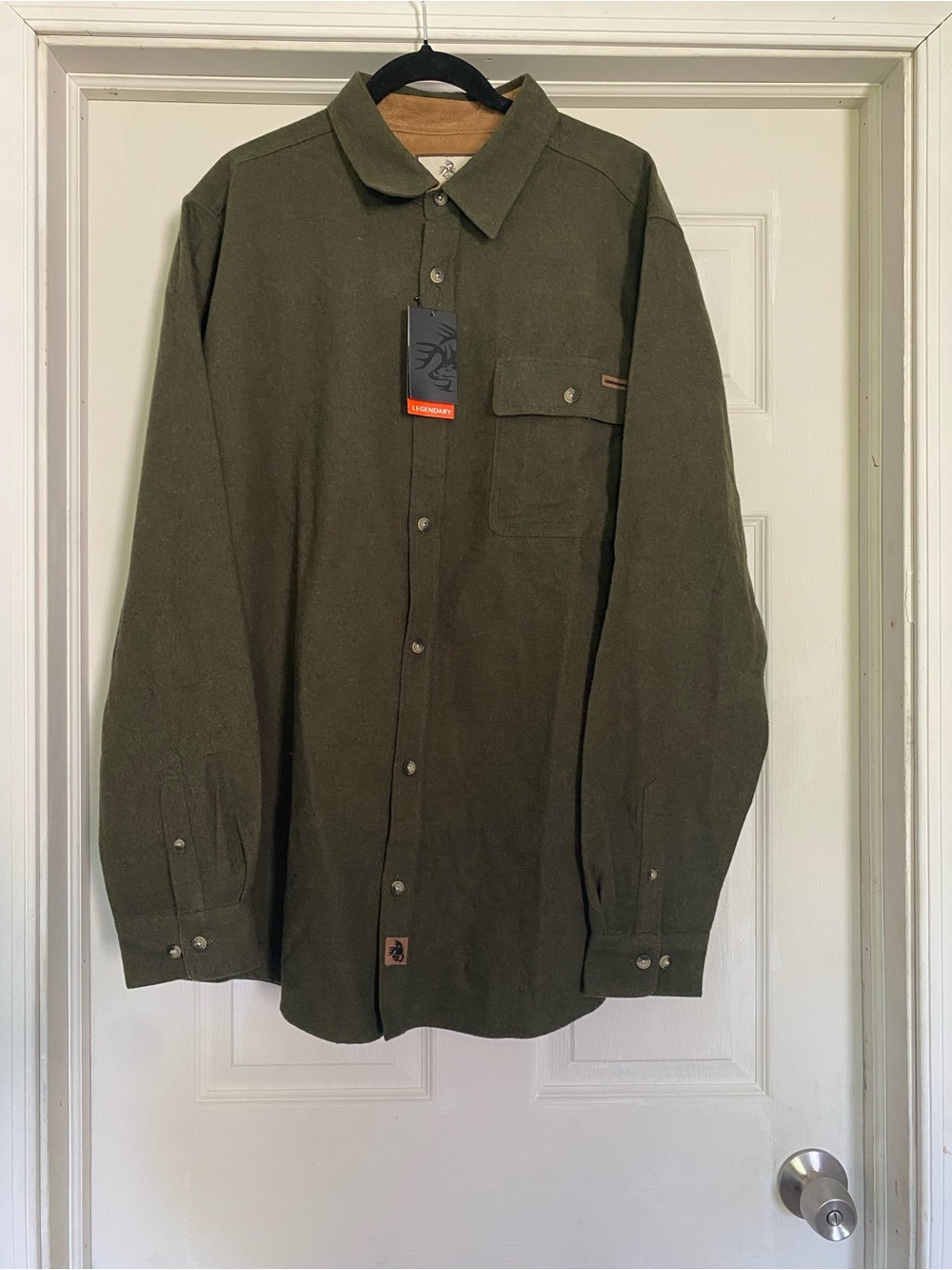 NWT Legendary Whitetails Flannel Shirt Men’s LT Army Green Buck Camp Huntsman